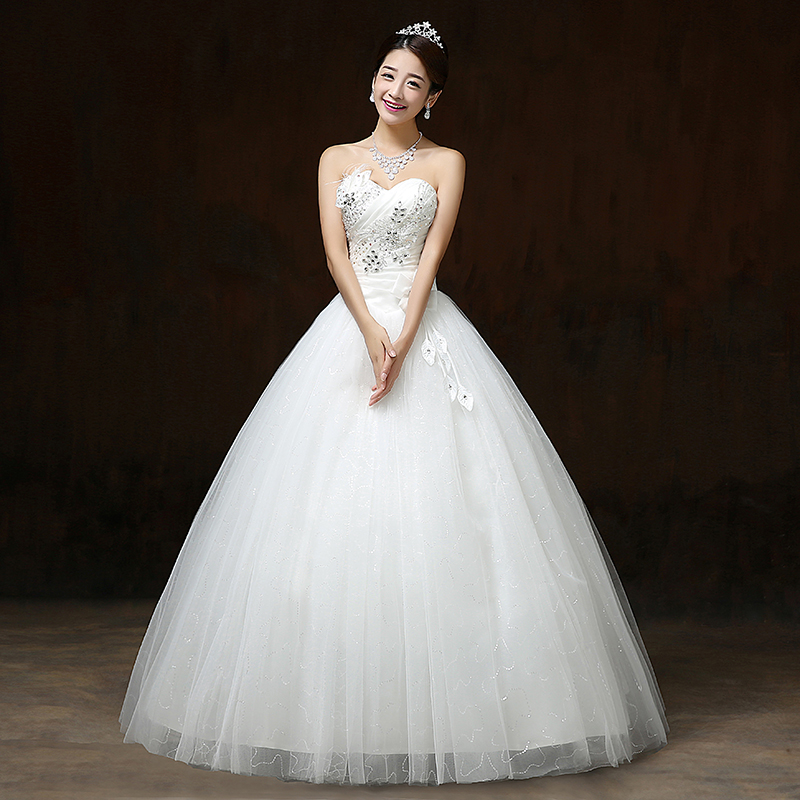 Real Photo Customizd 208 Wholesale Chinese Cheap New Korean Style Sweet Princess Diamond White Wedding Dress vestido de noiva