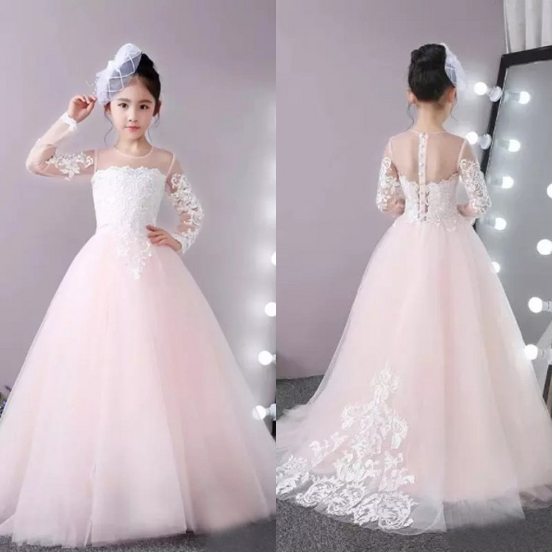 Latest 2018 White Lace Pale Pink Tulle Long Sleeve Flower Girls Dresses For Weddings Crew Sheer Neck Lace Applique Girl Pageant Gown EN1055, Burgundy
Latest 2018 White Lace Pale Pink Tulle Long Sleeve Flower Girls Dresses For Weddings Crew Sheer Neck Lace Applique Girl Pageant Gown EN1055, Burgundy