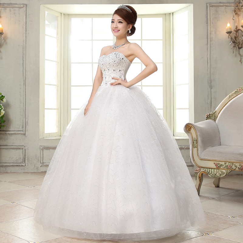 Costomize Real photo Wedding Dress 2018 Korean Style vestido de noivawhite wedding gown floor-length sequin wedding dress bride