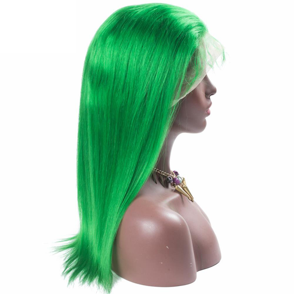 Full Lace Human Hair Wigs Brazilian Green Color wig Straight Thick Glueless Lace Front human hair Wigs With Baby Hair