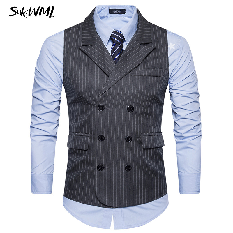 SUKIWML 2017 New Strip Suit Vest Men Slim Fit Homme Gilet De Costume Casual Mens Double Breasted Vest Wedding Mens Suit, Dark gray
SUKIWML 2017 New Strip Suit Vest Men Slim Fit Homme Gilet De Costume Casual Mens Double Breasted Vest Wedding Mens Suit, Dark gray