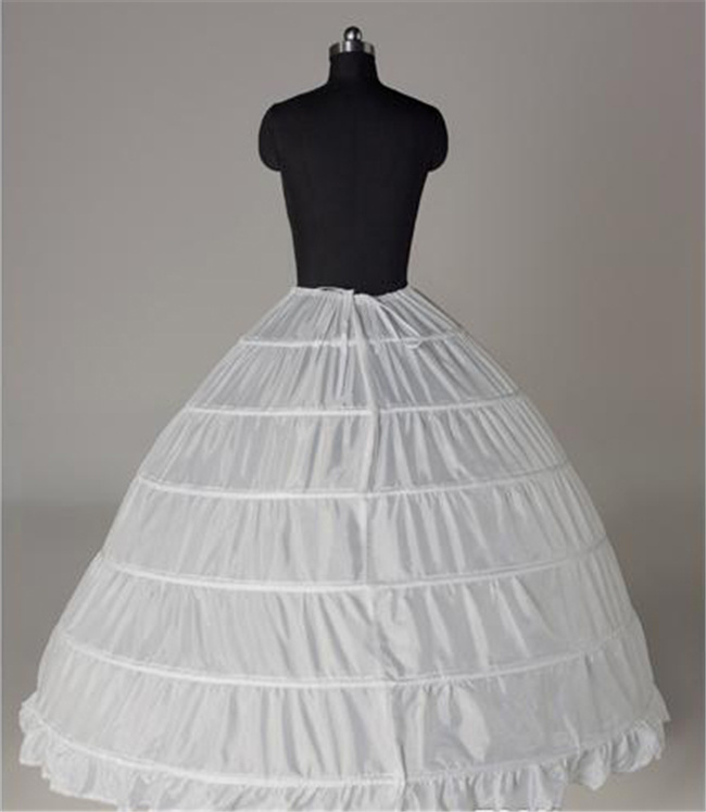 In stock Ball Gown Petticoat Cheap White Black Crinoline Underskirt Wedding Dress Slip 6 Hoop Skirt Crinoline For Quinceanera Dres
