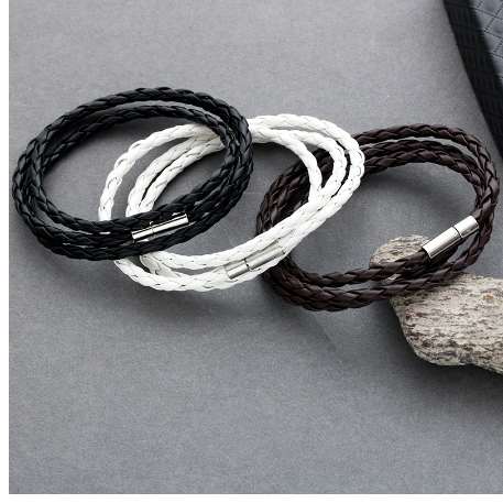 Simple New Accessories Fashion Men's Multi Woven Braided Bracelet Temperament Wild Leather Hand Rope Hip Hop Bracelet