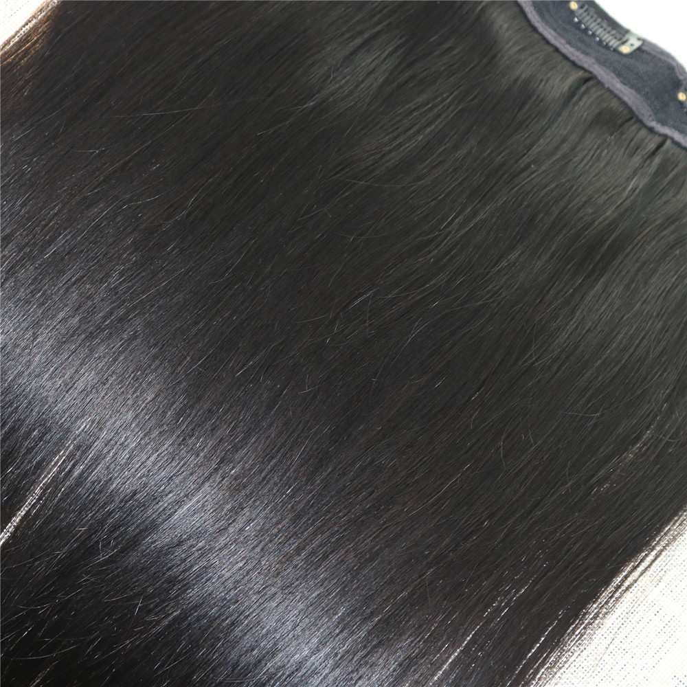 Natural Black #1B One Piece Clip in Hair Extensions Virgin Human Hair Slik Straight Brazilian Clip on Extensions Double Weft Hair 100g
