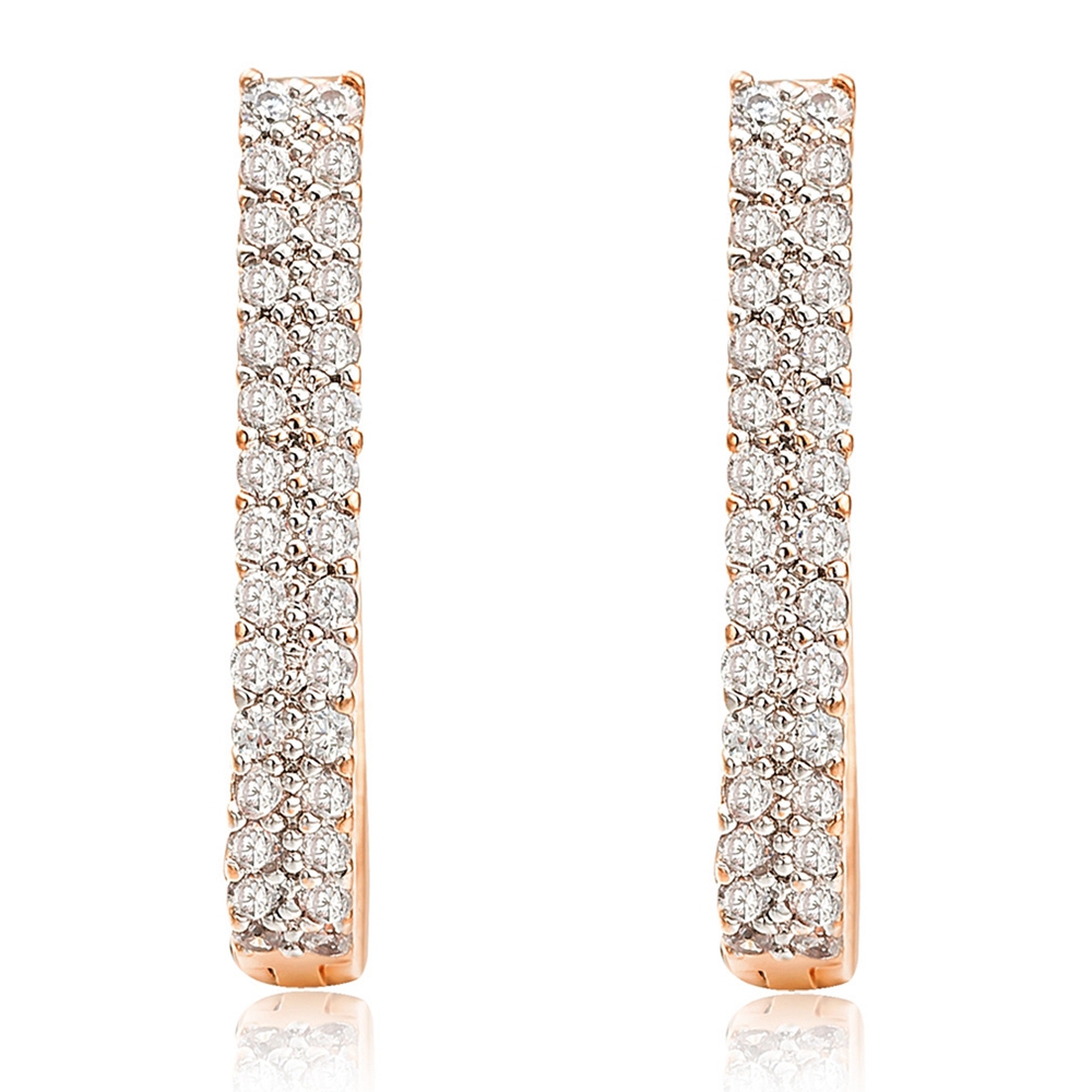 Iced out Paved Zirconia Hoop Earrings 18k Yellow Gold Filled Womens Huggie Earrings Sparkling Gift Pretty Jewelry