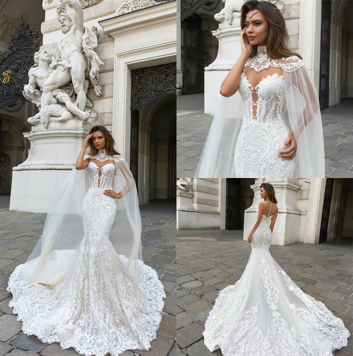 Crystal Design Luxury Mermaid Wedding Dresses With Cape Top Quality Lace Applique Sweep Train Sweetheart Neck Wedding Gown Vestidos De Novia, Ivory
Crystal Design Luxury Mermaid Wedding Dresses With Cape Top Quality Lace Applique Sweep Train Sweetheart Neck Wedding Gown Vestidos De Novia, Ivory