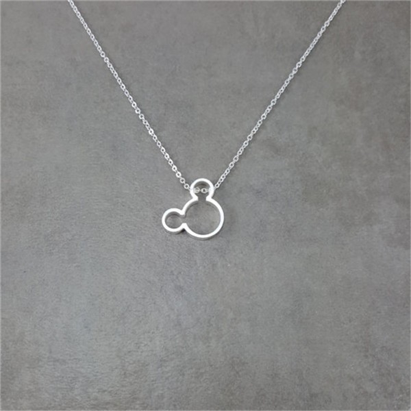 30PCS Cute Simple Mouse Necklace Cartoon Animal Character Miki Mouse Ears Head Face Silhouette Necklaces for Kids Baby Girls