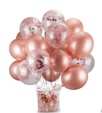 Transparent Latex Balloon With Rose Gold Confetti For Birthday Party Wedding Party Decoration 12 Inch & 18 Inch