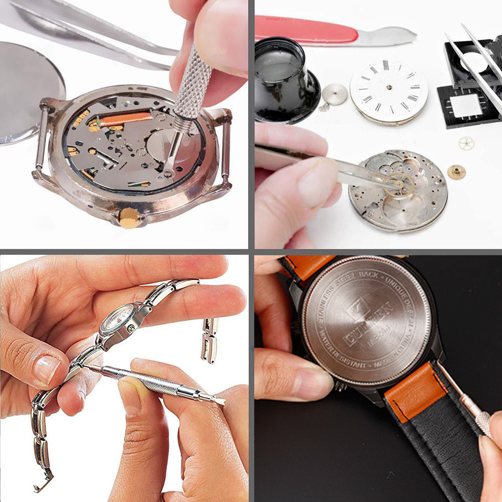 380Pcs Watch Repair Tool Kit Watchmaker Back Case Opener Remover Spring Pin Bars