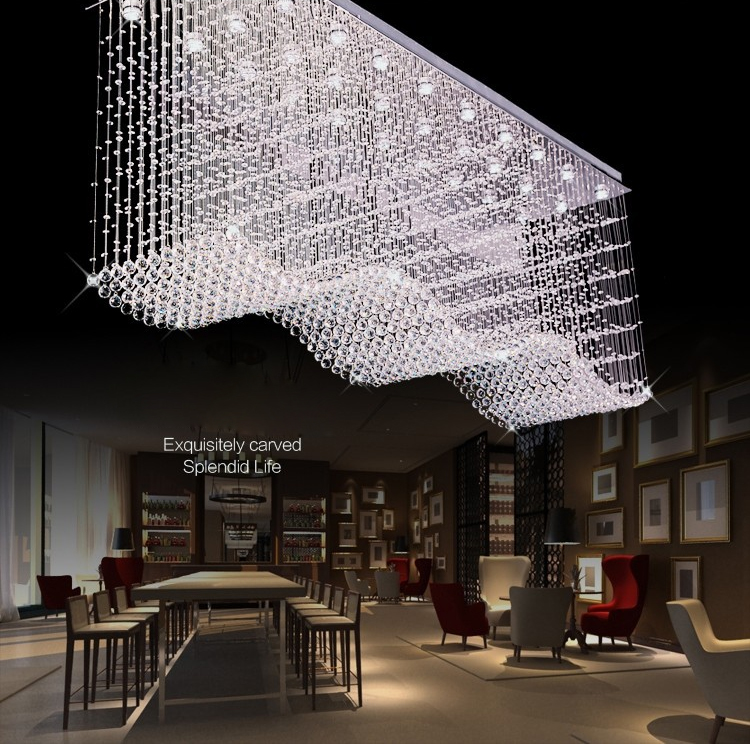 Modern Raindrop LED Crystal Chandelier Lighting Square Wave Crystals Ceiling Chandeliers for dining room/Lobby/kitchen island