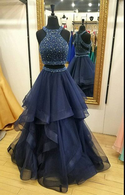 Ruffles 2 Pieces Prom Evening Dresses 2018 Halter Top Beaded Sequins Stones Open Back Cutaway Sides Graduation Dresses High School Party, Fuchsia
Ruffles 2 Pieces Prom Evening Dresses 2018 Halter Top Beaded Sequins Stones Open Back Cutaway Sides Graduation Dresses High School Party, Fuchsia