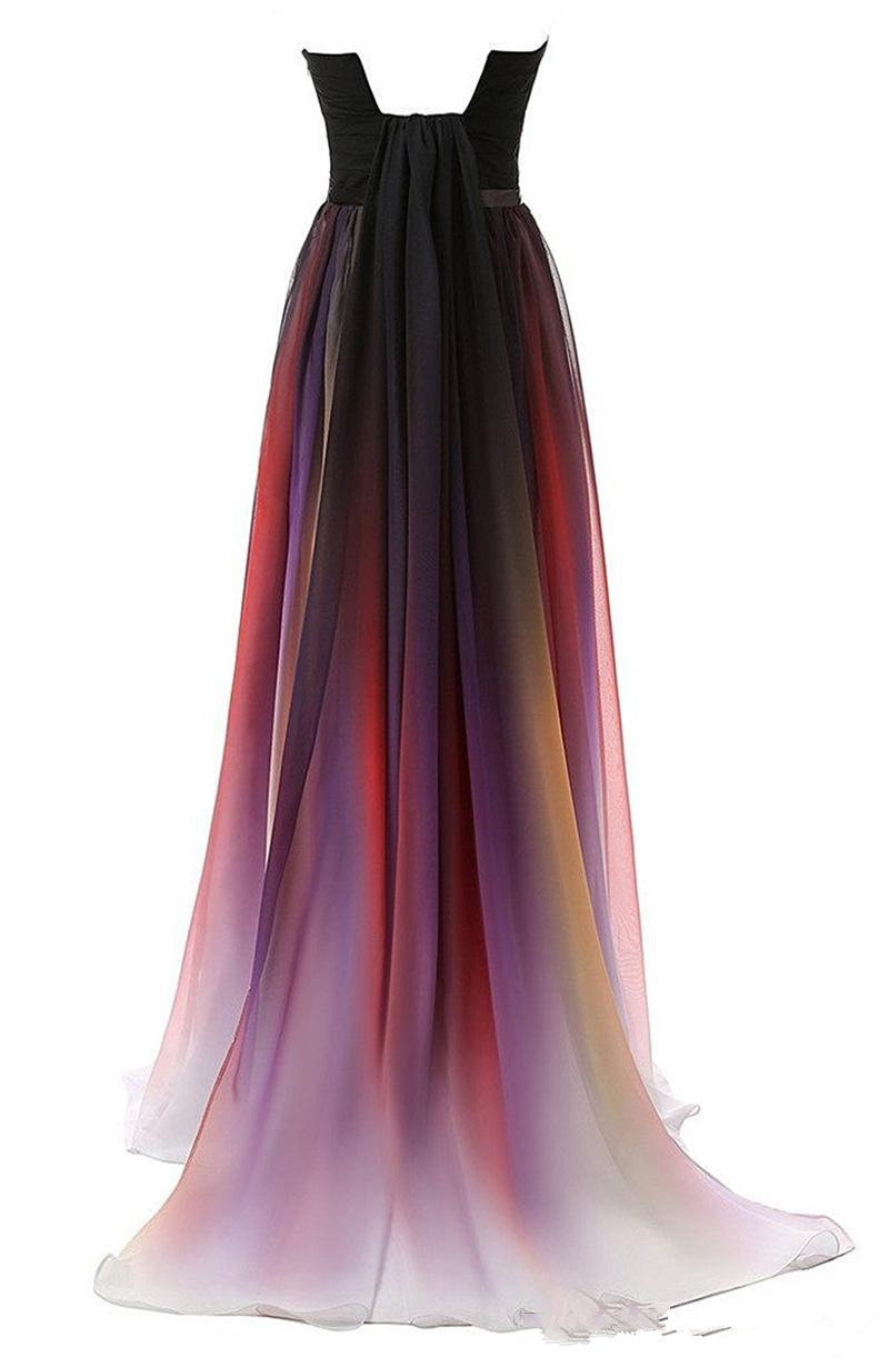Gradient Long A Line Chiffon Prom Evening Dresses Women Formal Gowns Floor-Length Lace Up Party Gown QC1109