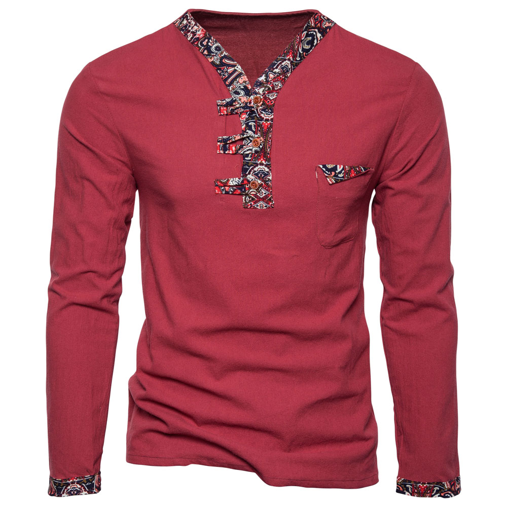 Men' T-Shirts Spring Long Tee National Style V Collar Color Linen Cotton Sleeve T-shirt Male Top Clothing, White
Men' T-Shirts Spring Long Tee National Style V Collar Color Linen Cotton Sleeve T-shirt Male Top Clothing, White