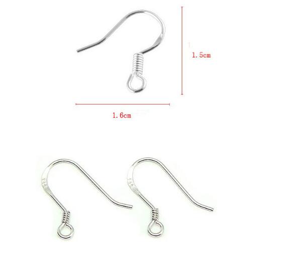 1000pcs/lot 925 LOGO 925 Silver Earring Findings Fishwire Hooks Ear Wire Hook French HOOKS Jewelry DIY 15mm fish Hook