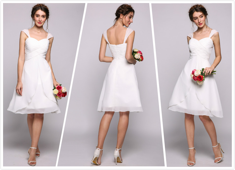 Cheap Summer Beach Short Chiffon Wedding Dresses 2018 ivory bateau cap sleeves backless knee length A line chiffon Bridal Gowns, Champagne
Cheap Summer Beach Short Chiffon Wedding Dresses 2018 ivory bateau cap sleeves backless knee length A line chiffon Bridal Gowns, Champagne