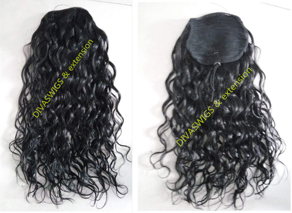WANG kinky curly human ponytails clip in drawing ponytail hairpiece 100g-160g curly human ponytail hair extension for black woman
