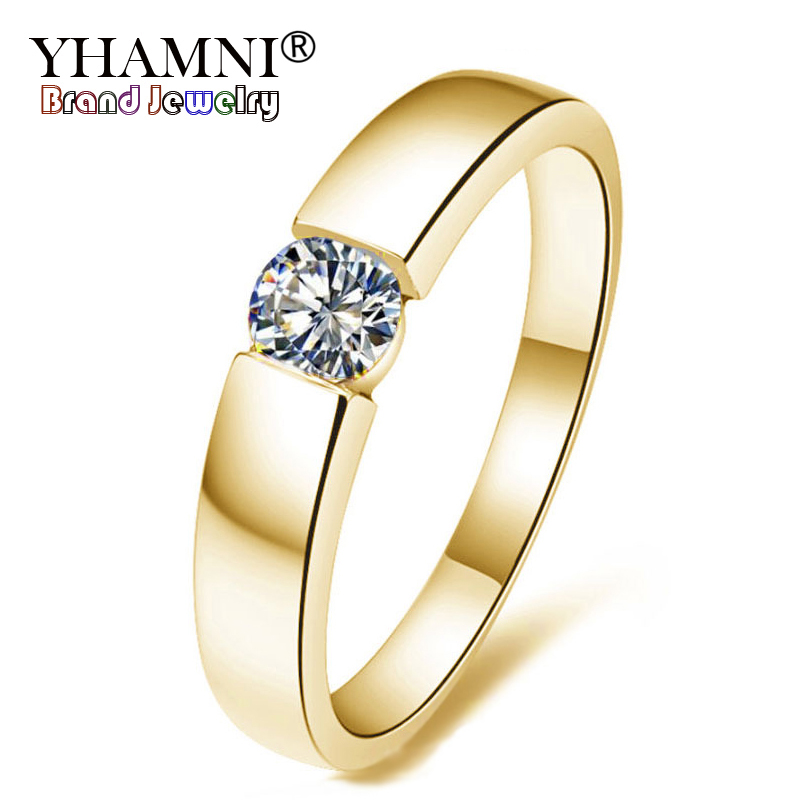 YHAMNI Pure Gold Color Solitaire Zircon Ring CZ Engagement Wedding Jewelry Rings For Women and Men Ring Size 5-13 YMKR10
YHAMNI Pure Gold Color Solitaire Zircon Ring CZ Engagement Wedding Jewelry Rings For Women and Men Ring Size 5-13 YMKR10