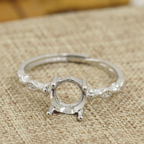 925 Sterling Silver Engagement Wedding Ring for Women Crystal 5x5mm 7x7mm 6x6mm Oval Cabochon Semi Mount Ring Setting DIY Stone