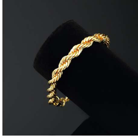 Rope Bracelet Gold Silver 8 Inch x 5 MM Thick Mens Twisted Braided Chain Hip hop Bracelet