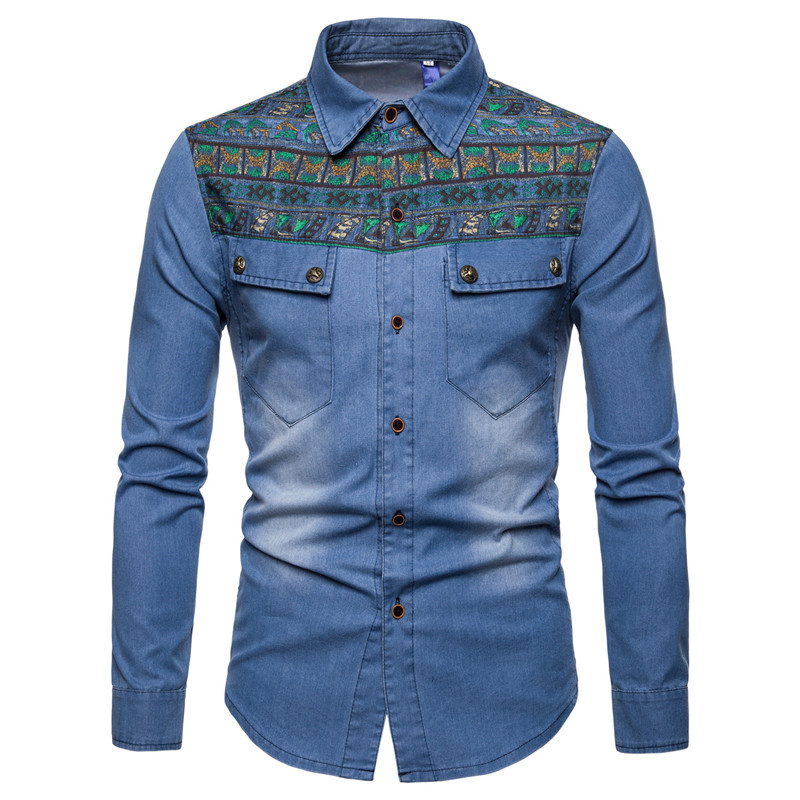 New Arrival Men's Solid Color Washed Denim Shirt Long Sleeve Casual Slim Shirt Single Breasted Turn-down Collar Men's Fashion, Blue
New Arrival Men's Solid Color Washed Denim Shirt Long Sleeve Casual Slim Shirt Single Breasted Turn-down Collar Men's Fashion, Blue
