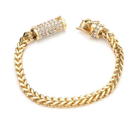 Men's Stainless Steel Gold Bracelet Iced Out Miami Cuban Link Bracelet Bling Hip Hop Jewelry For Men With Crystal Box Clasp
