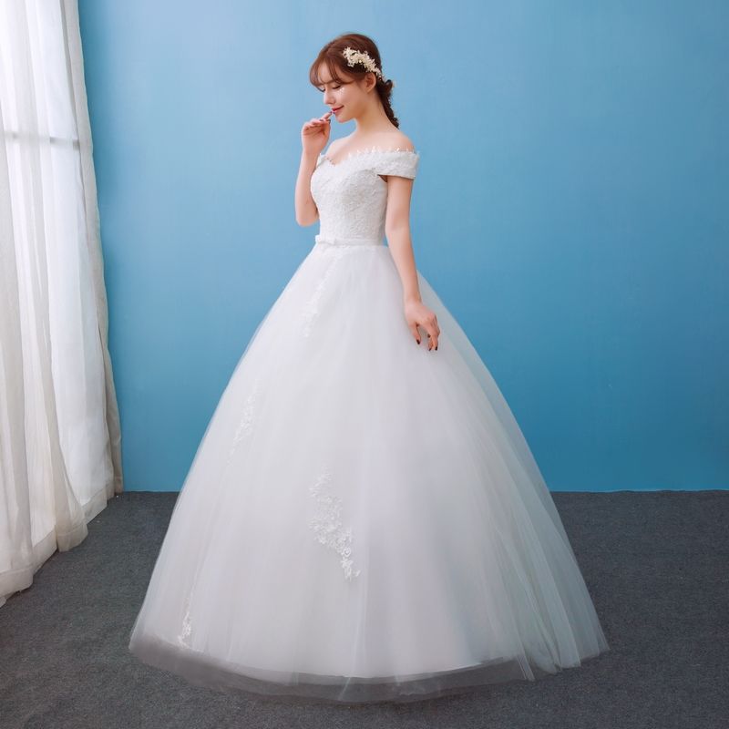 Real Photo Customized Boat Neck Princess Adjust Lace Up Wedding Dresses 2018 Elegant Bridal Gowns vestidos de noiva