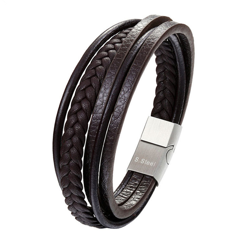 Fashion Genuine Leather Bracelet Men Stainless Steel Bracelets DIY Braided Rope Chain Por Male Jewelry Vintage Gifts Pulseira
Fashion Genuine Leather Bracelet Men Stainless Steel Bracelets DIY Braided Rope Chain Por Male Jewelry Vintage Gifts Pulseira