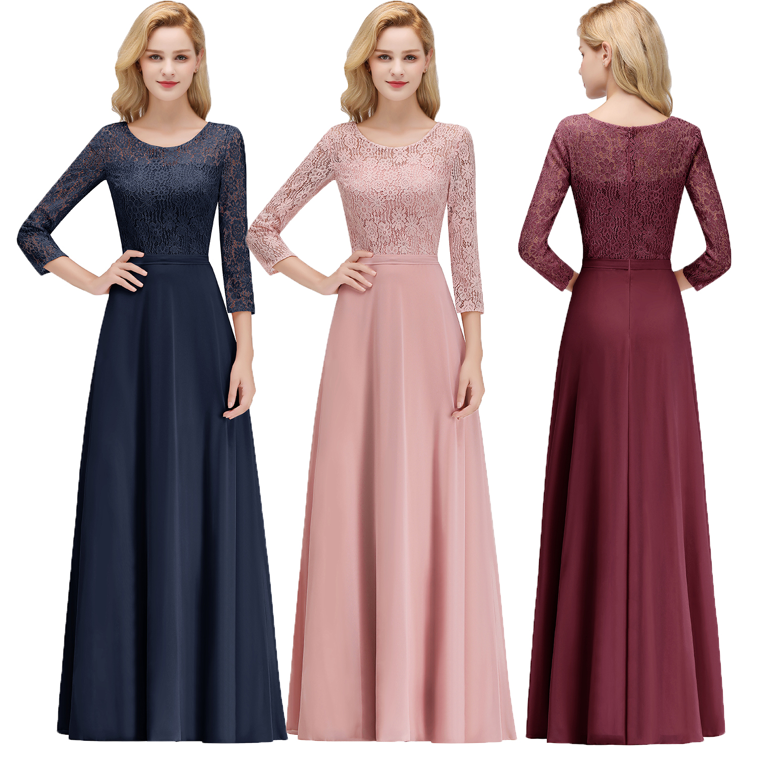 New Cheap Designer 3/4 Long Sleeves Mother of Bride Dresses Lace Top Scoop Neck Floor Length Formal Evening Party Prom Gown CPS1071, Blush pink
New Cheap Designer 3/4 Long Sleeves Mother of Bride Dresses Lace Top Scoop Neck Floor Length Formal Evening Party Prom Gown CPS1071, Blush pink