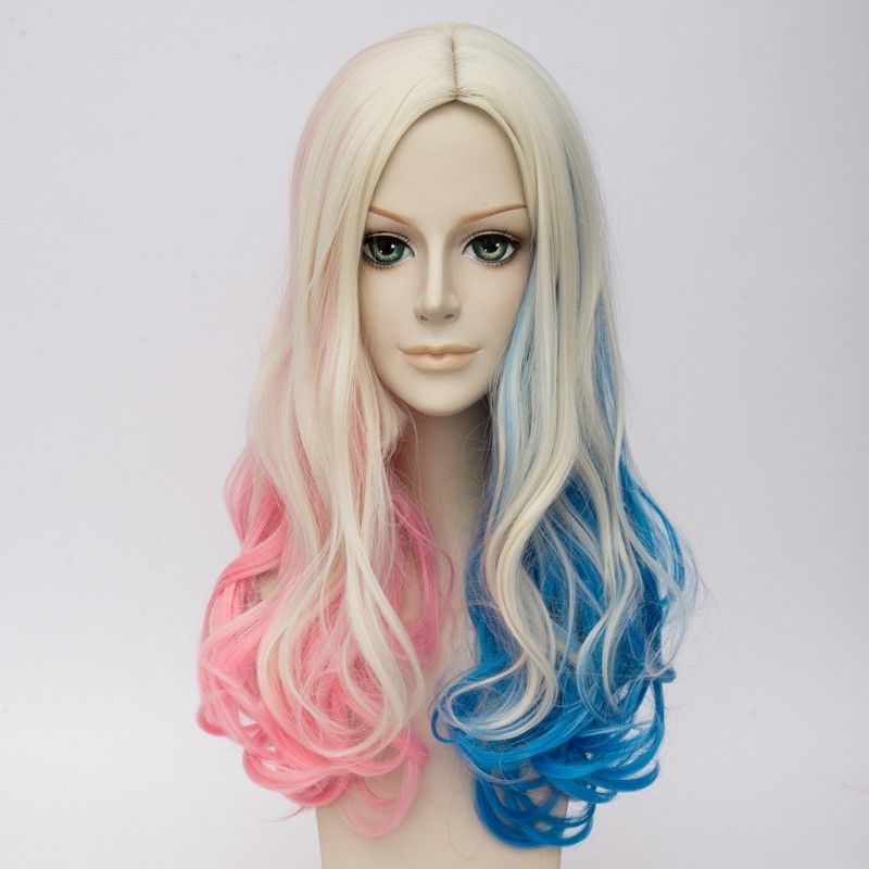 Suicide Squad Harley Quinn Wig Curly Blonde Pink Blue Mixed Hair Cosplay Wigs>>100% Brand New High Quality Fashion Picture full lace wigs, Mix color
Suicide Squad Harley Quinn Wig Curly Blonde Pink Blue Mixed Hair Cosplay Wigs>>100% Brand New High Quality Fashion Picture full lace wigs, Mix color