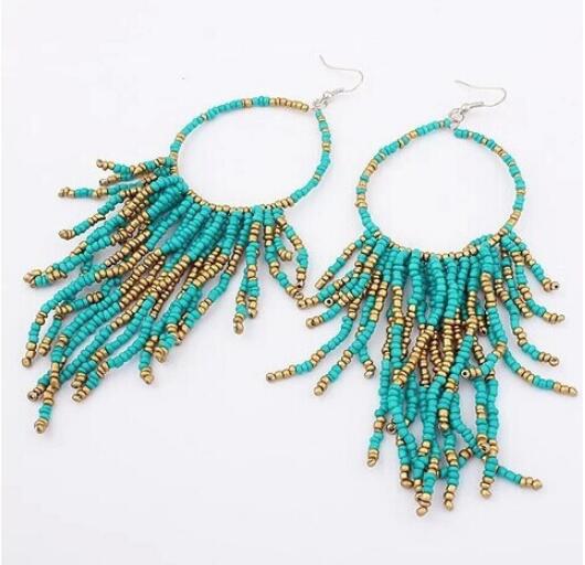 Vintage Bohemia Handmade Beaded Earrings Multilayer Tassels Bead Long Dangle Earrings Fashion Femal Jewelry Gift for Women Fashion