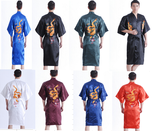 Top quality Embroidery small Dragon Chinese Silk Men's Bathrobe Kimono Robes Gown black red blue white Navy many color choose free ship
Top quality Embroidery small Dragon Chinese Silk Men's Bathrobe Kimono Robes Gown black red blue white Navy many color choose free ship