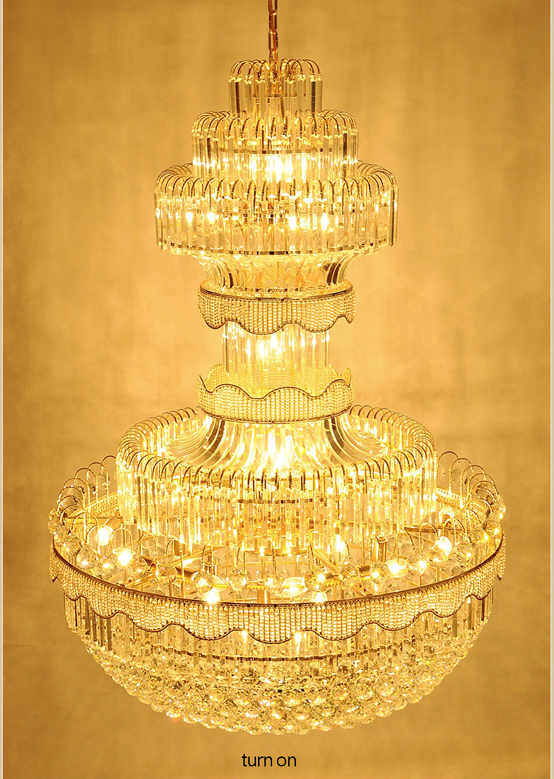 Modern Crystal Chandeliers LED Lights American Large Gold Pendant Lighting Fixture Hall Parlor Lobby Living Room Home Indoor Lighting