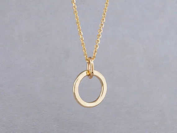 5PCS Simple Thick Hoop Circle Necklace Outline Eternity Karma Open Circle Necklace Hammered Geometric Circle Round Necklaces