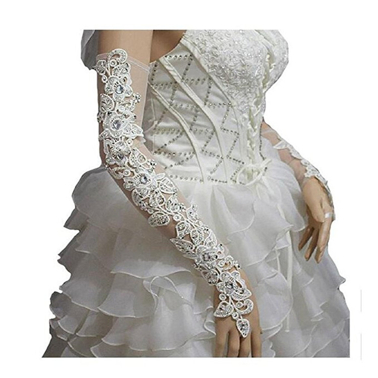 most inspired ivory Bridal Glove Wedding Gloves Lace No finger Hot Sell wedding accessories in stock