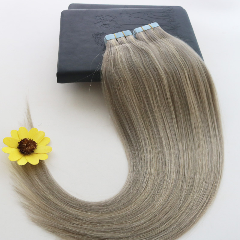 Tape in human hair extensions 40pcs Pgrey/613 Piano color Blonde Brazilian Hair Skin Weft Tape Hair Extensions 100g double drawn tape in