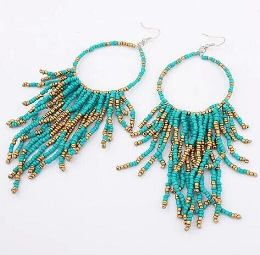 Vintage Bohemia Handmade Beaded Earrings Multilayer Tassels Bead Long Dangle Earrings Fashion Femal Jewelry Gift for Women Fashion