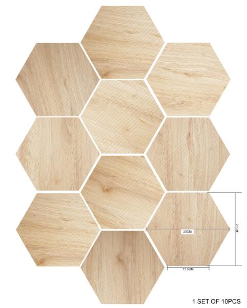 Marble Decorative Floor Stickers Wooden White Hexagon Self Adhesive Tile Art Wall Decal Sticker DIY Bathroom Decor