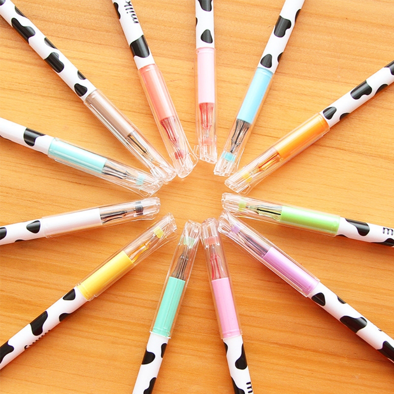 Hot 12Pcs Cute Milky Gel Pens Ballpoint Pen Set Study Stationery Student Supplies Feb7