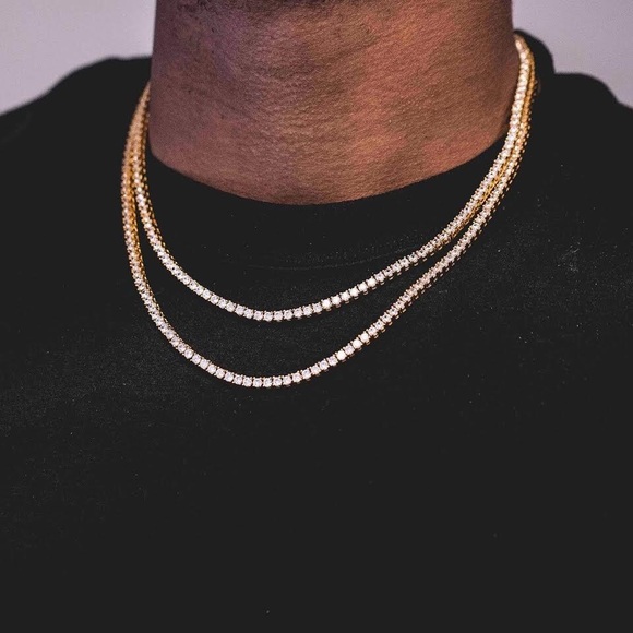 Classic hip hop mens necklace jewelry chains round cut tennis necklace long chain men jewelry rose gold chains