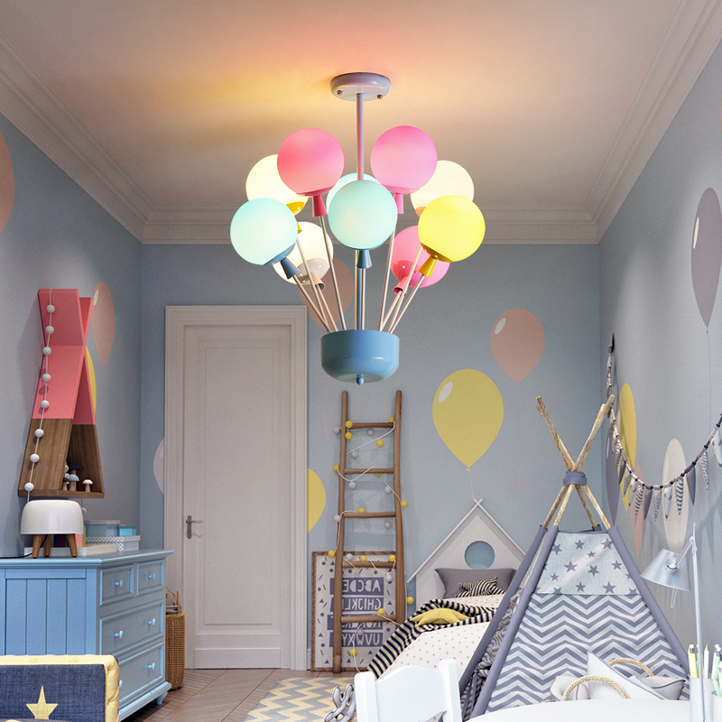Lustre coloré Chambre pour enfants Ballon LED lumières Creative Chambre à coucher Creative Bar Bar Chandeliers Magasin de vêtements Décoratifs Pe