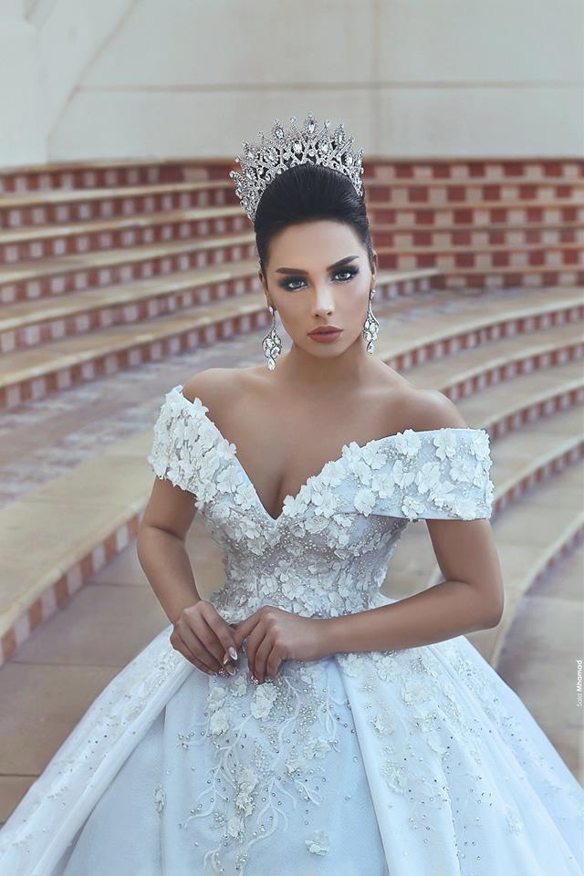 Arrival Said New Mhamad Off Shoulder Plus Size Ball Dresses Handmade Flowers Applique Bridal Gown Wedding Dress