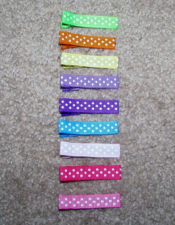 Hair Clips Hairpin Accessories polka dot Ribbon Covered Duckbill Single Prong 4.5cm Alligator Barrettes for Girl Bows Clips Flower FJ3225