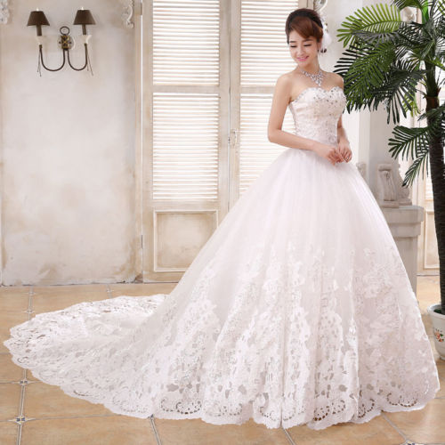 2018 New Hot Beaded White Ball Gown Wedding Dresses Lace Up Plus Size Wedding Party Bridal Gowns