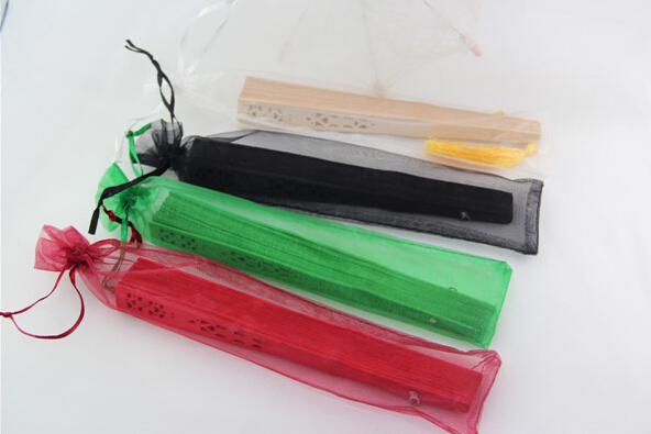 Other Festive & Party Supplies Silk pouch for hand fans organza gift bag fans with drawstring 100pcs/lot 10 color