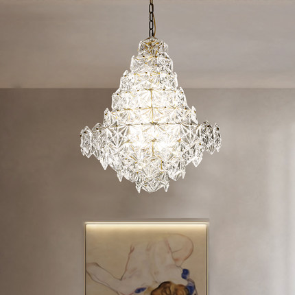 Modern Crystal Glass Chandeliers LED American Pendant Lights Fixture LED Dimmable Lamps Restaurant Dining Room Living Room Hanging Lamp