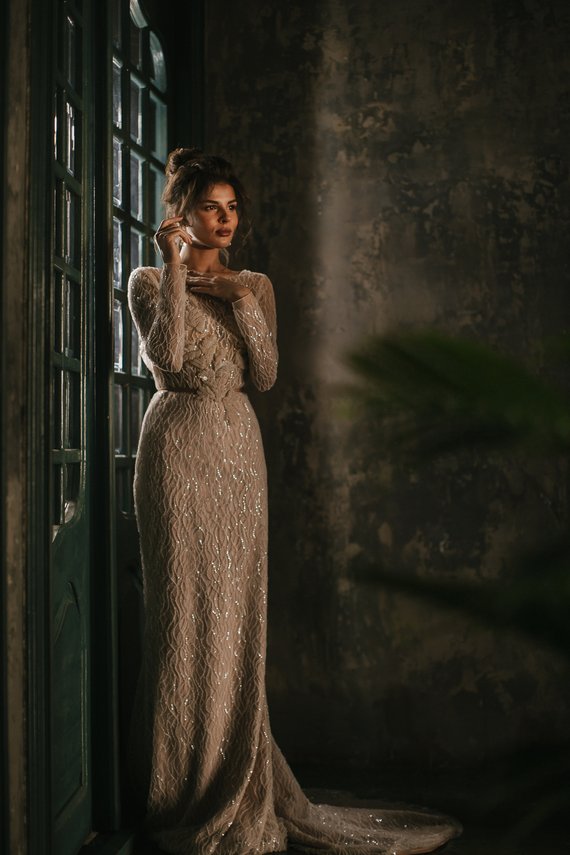 Vintage Boho Mermaid Dresses Bateau Neck Backless Lace Bridal Gowns Sweep Train Long Sleeve Sequined Wedding Dress Plus Size