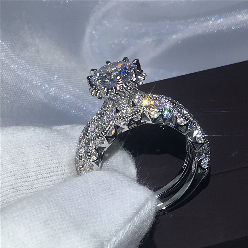 Fashion Jewelry Engagement Wedding Band Ring Set for women 3ct 5A zircon cz 925 sterling silver 2-in-1 Female Party ring