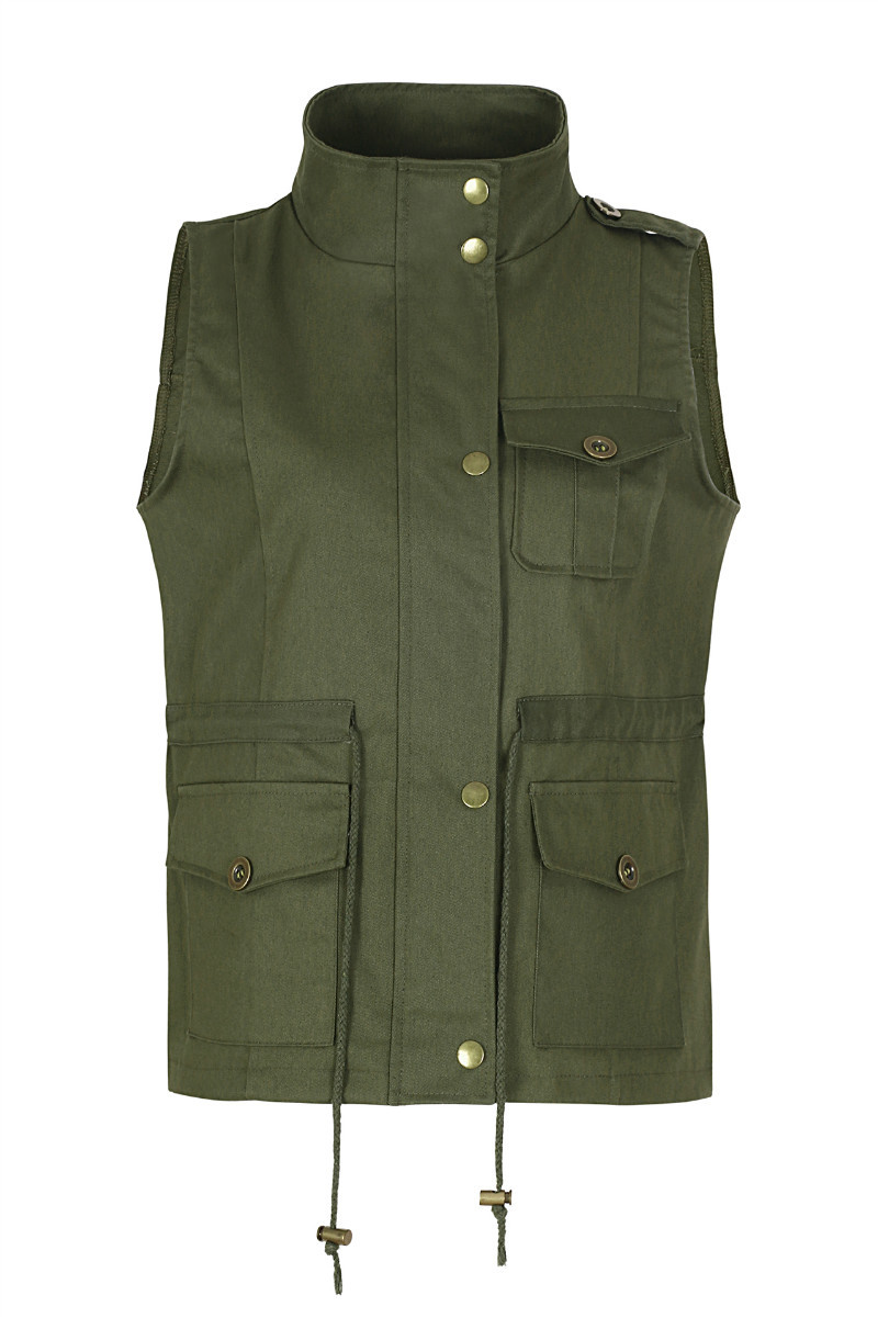 European fashion trend solid color sleeveless button pocket autumn winter vest jacket S M L XL XXL support mixed batch