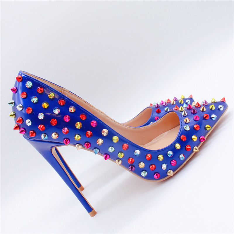 Free Shipping women lady woman 2018 blue Patent leather Multi spikes Poined Toes Wedding heels Stiletto High Heels shoes pumps boots 12cm
Free Shipping women lady woman 2018 blue Patent leather Multi spikes Poined Toes Wedding heels Stiletto High Heels shoes pumps boots 12cm