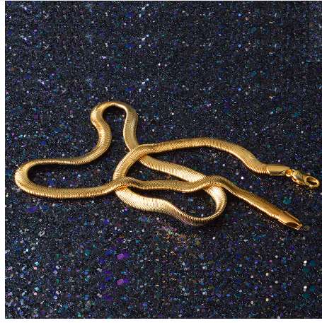 HIP Hop 20 Inches 6MM Flat Snake Chain Stainless Steel Gold Chain Necklaces for Men Women Jewelry